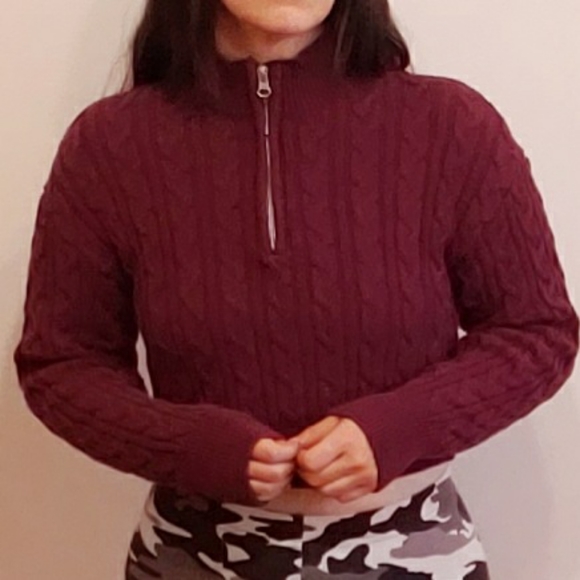 Wild Fable - Front Zip Collared Crop Sweater - Picture 3 of 4